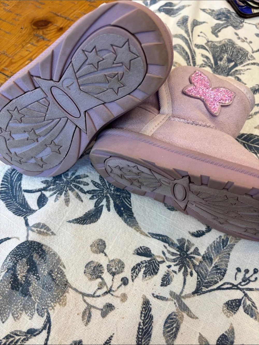 jumping beans Purple Glitter Butterfly Cozy Kids Boots